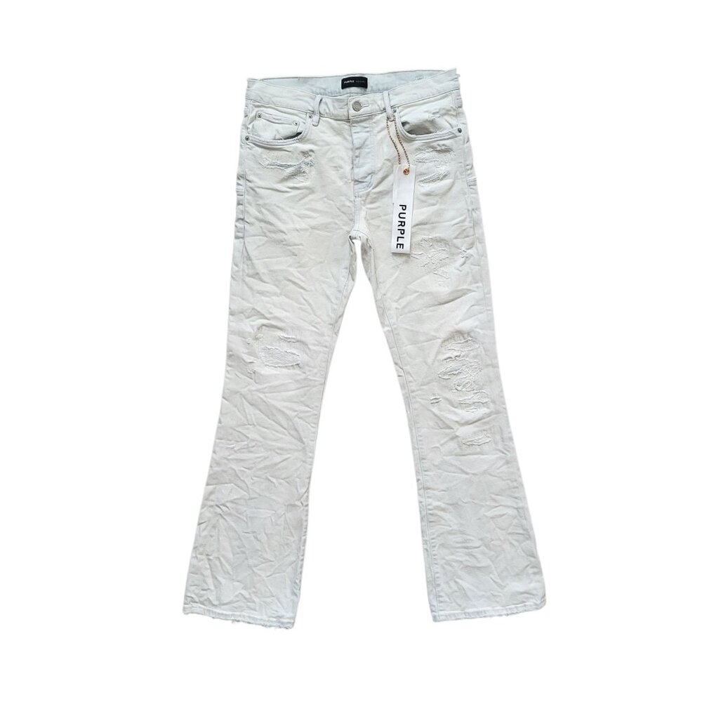 Purple Brand P004 Flare Leg Jeans Repair Destroy Light Indigo Men's Size 33